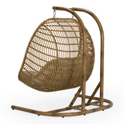 San Juan Outdoor Bamboo Brown & Beige Hanging Chair — view 3