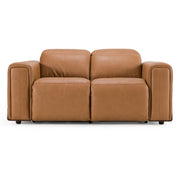 Sandstone - Modern Brown Leather Loveseat w/ 2 Electric Recliners — view 2