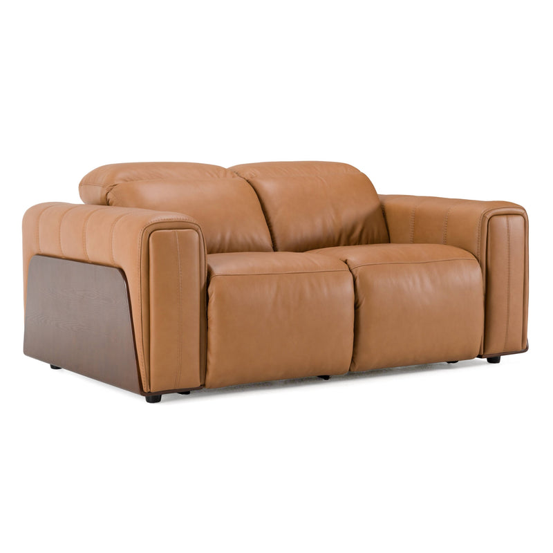 Sandstone - Modern Brown Leather Sofa Set w/ Electric Recliners — view 4