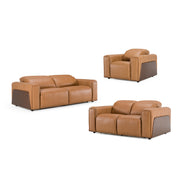 Sandstone - Modern Brown Leather Sofa Set w/ Electric Recliners — view 2