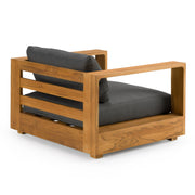 Santorini - Outdoor Olefin Fabric + Natural Teak Lounge Chair — view 3