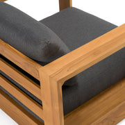 Santorini - Outdoor Olefin Fabric + Natural Teak Lounge Chair — view 5