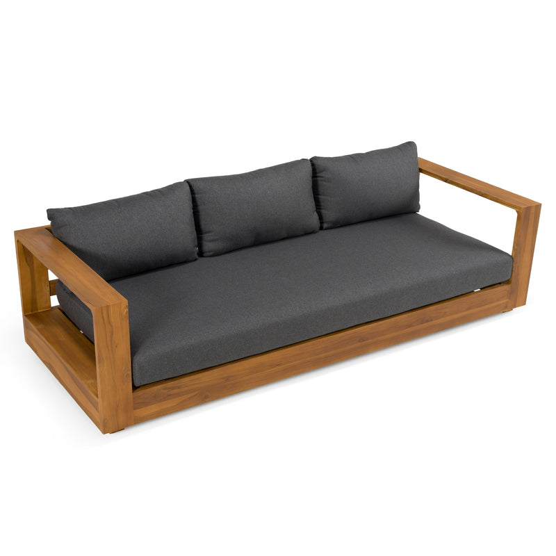 Santorini - Outdoor Olefin Fabric + Natural Teak Sofa — view 2