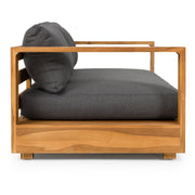 Santorini - Outdoor Grey Olefin Fabric + Natural Teak Sofa Set — view 4