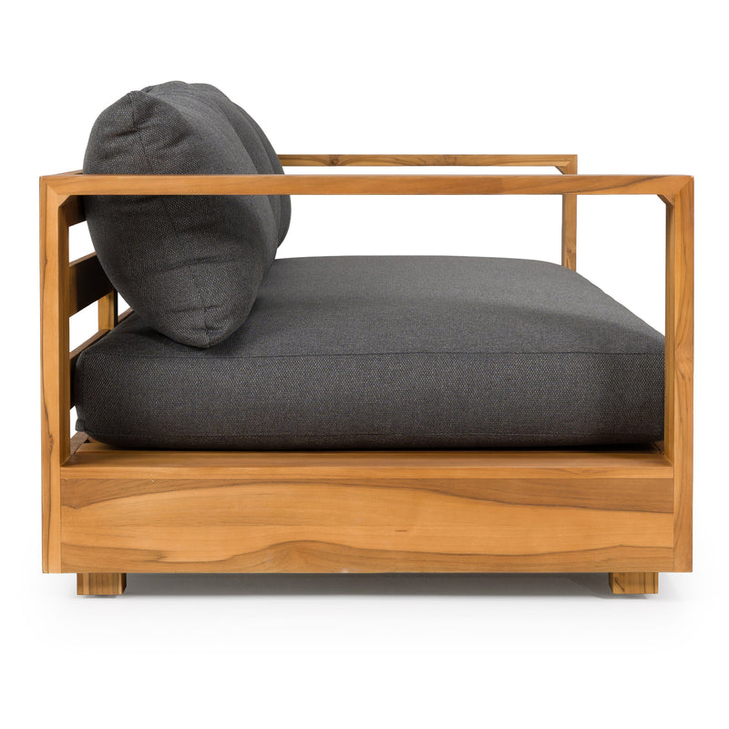 Santorini - Outdoor Olefin Fabric + Natural Teak Sofa — view 3