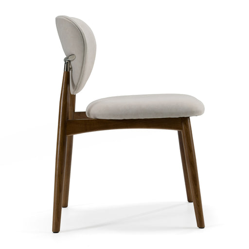 Savannah - Mid-Century Modern Grey Fabric + Walnut Dining Chair