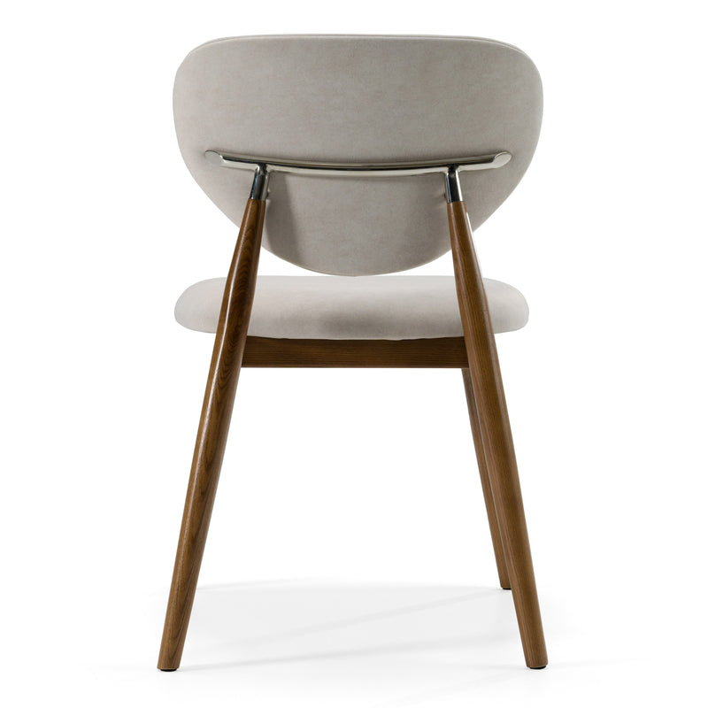 Savannah - Mid-Century Modern Grey Fabric + Walnut Dining Chair — view 2