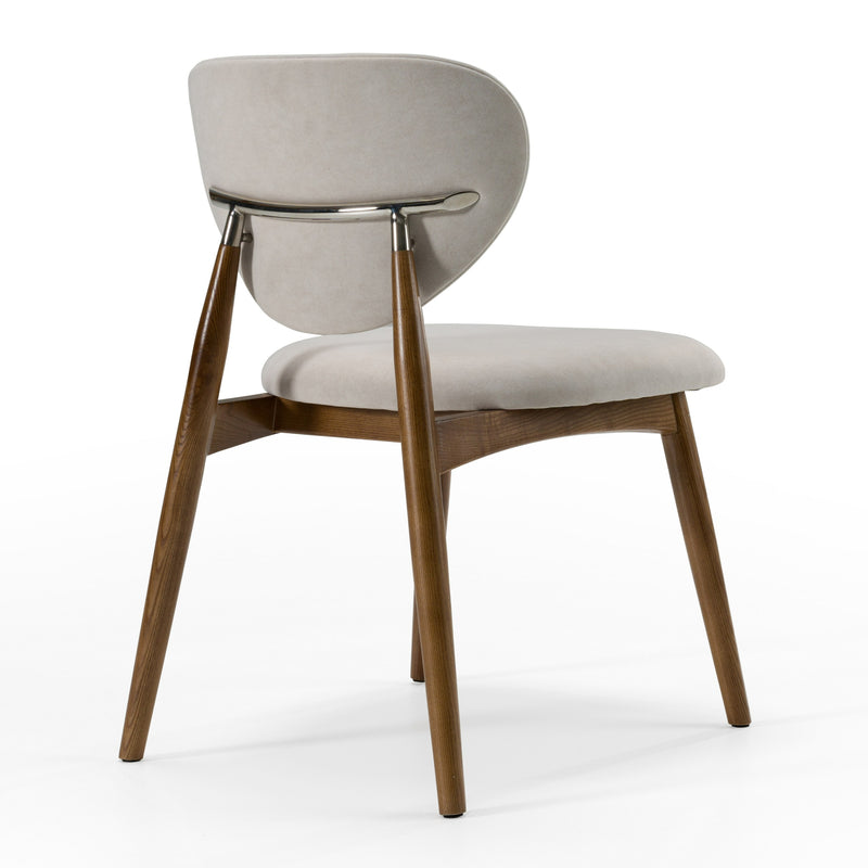 Savannah - Mid-Century Modern Grey Fabric + Walnut Dining Chair — view 3