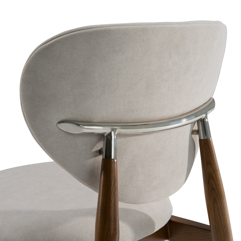 Savannah - Mid-Century Modern Grey Fabric + Walnut Dining Chair — view 4