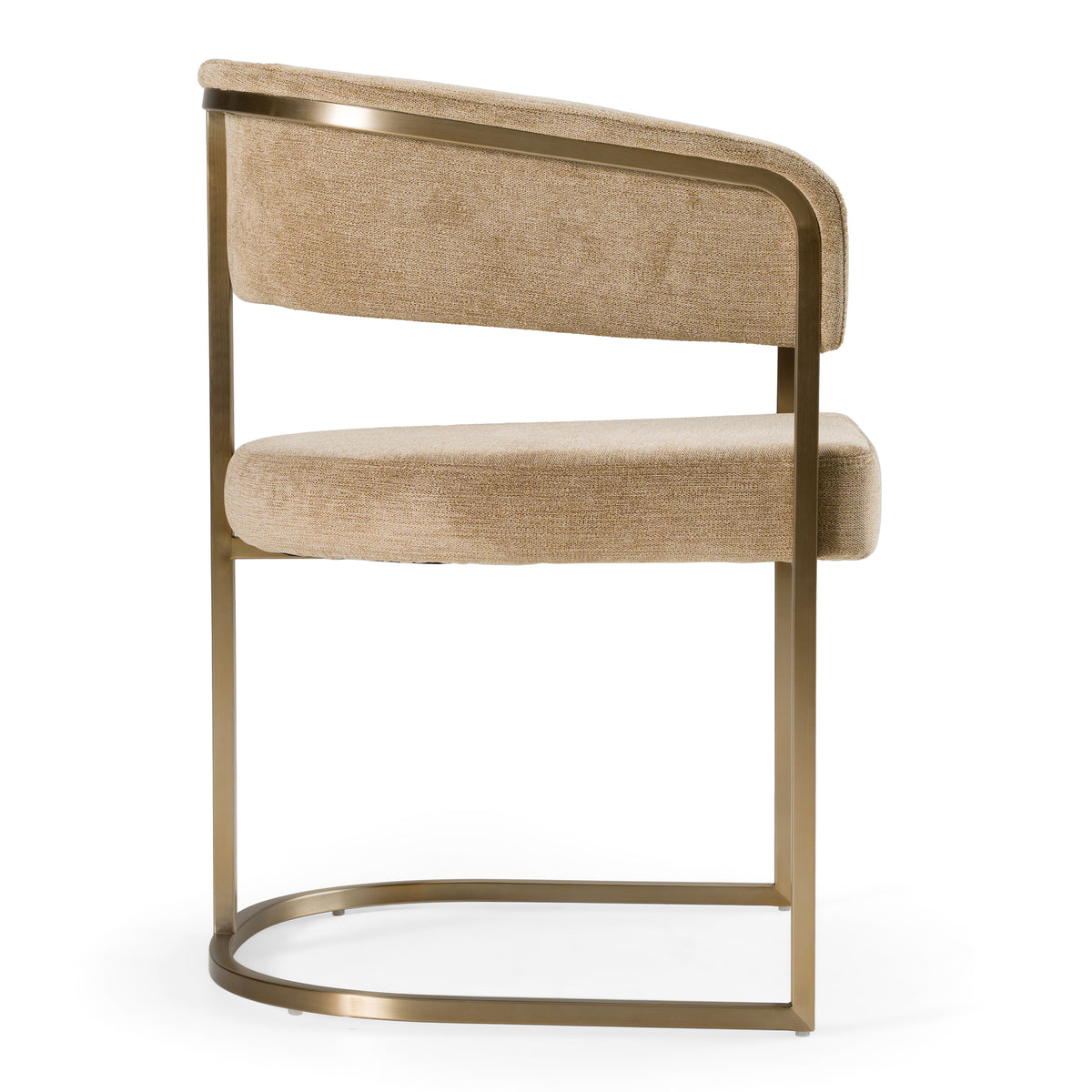 Sebastian - Modern Brown Fabric + Antique Brass Dining Chair — view 2