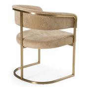 Sebastian - Modern Brown Fabric + Antique Brass Dining Chair — view 3