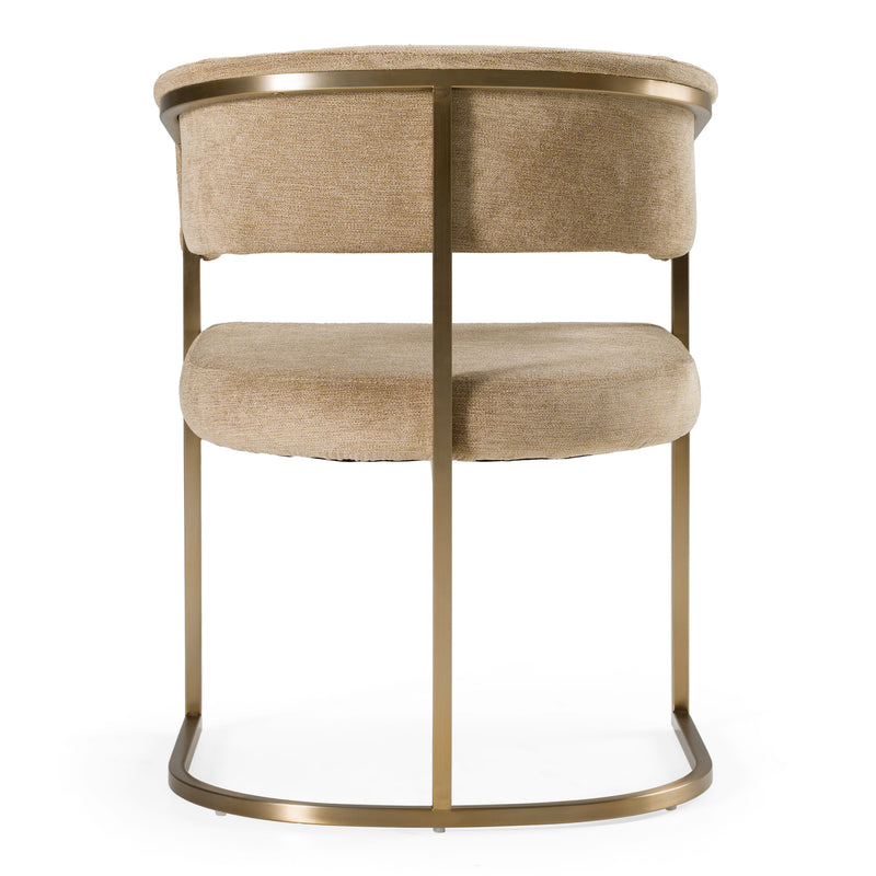 Sebastian - Modern Brown Fabric + Antique Brass Dining Chair — view 4