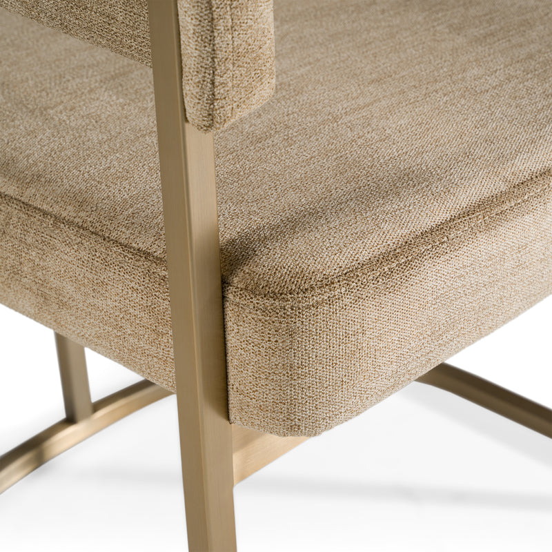 Sebastian - Modern Brown Fabric + Antique Brass Dining Chair — view 5