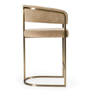 Sebastian - Modern Brown Fabric + Antique Brass Counter Chair — view 2