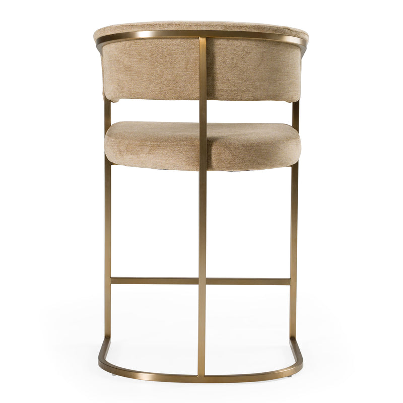 Sebastian - Modern Brown Fabric + Antique Brass Counter Chair — view 3