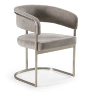 Sebastian - Modern Grey Fabric + Stainless Steel Dining Chair