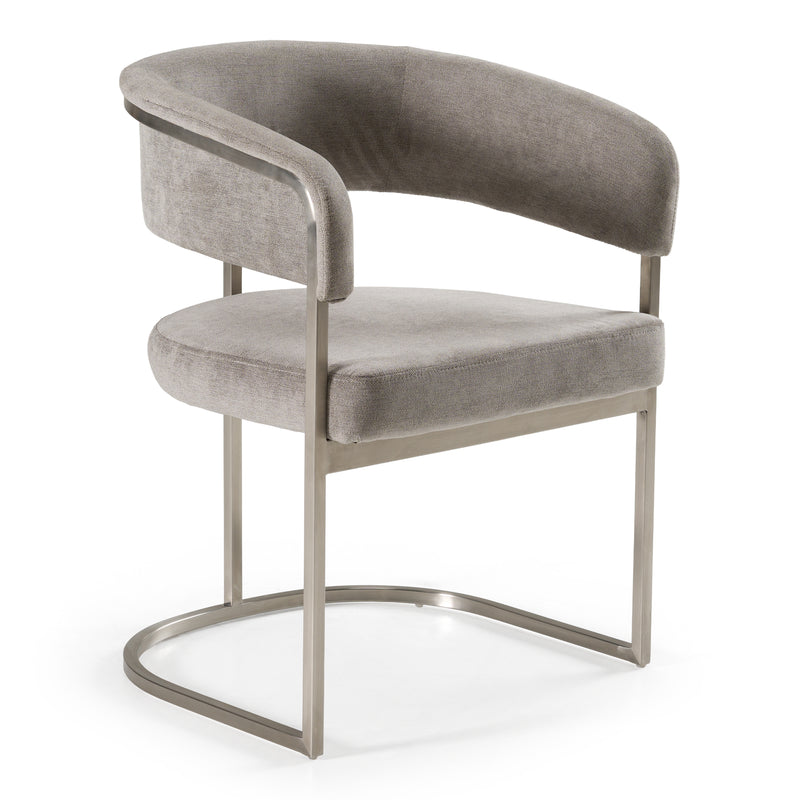Sebastian - Modern Grey Fabric + Stainless Steel Dining Chair