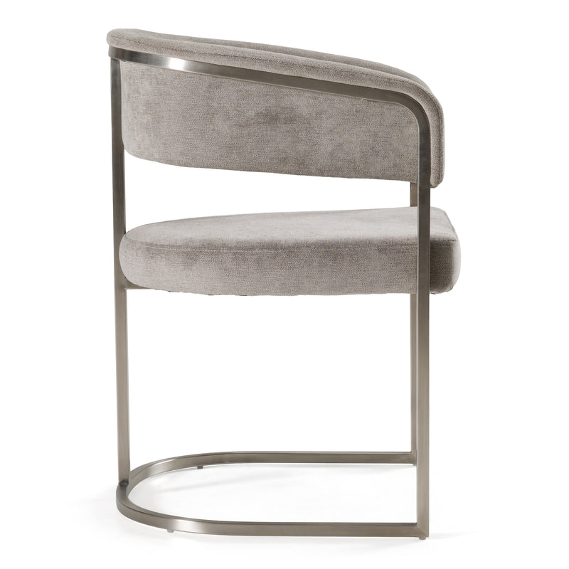 Sebastian - Modern Grey Fabric + Stainless Steel Dining Chair — view 2