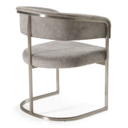 Sebastian - Modern Grey Fabric + Stainless Steel Dining Chair — view 3