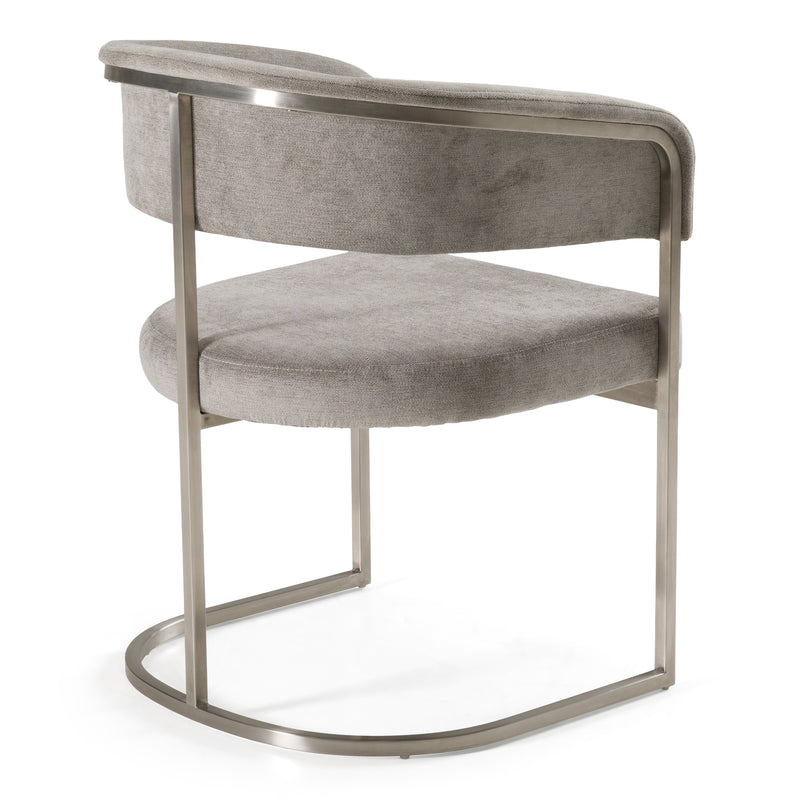 Sebastian - Modern Grey Fabric + Stainless Steel Dining Chair — view 3