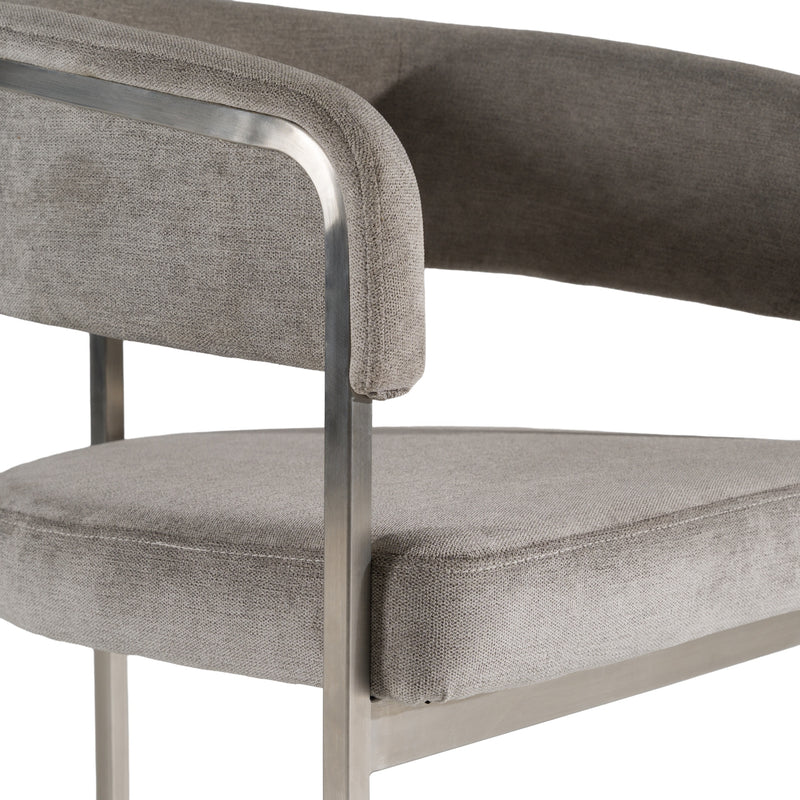 Sebastian - Modern Grey Fabric + Stainless Steel Dining Chair — view 5
