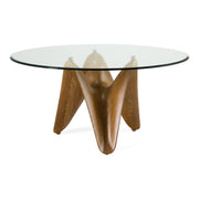 Seguin - Round Glass + Walnut Dining Table — view 2