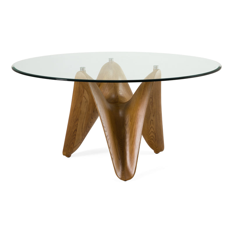 Seguin - Round Glass + Walnut Dining Table — view 2