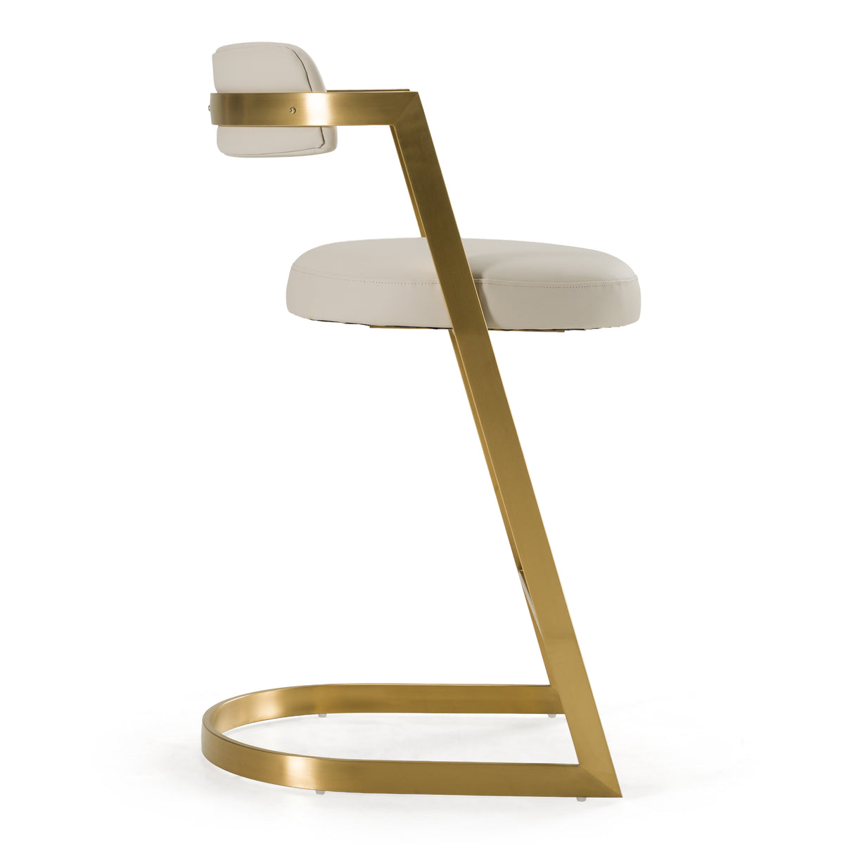 Shandra - Beige Leatherette + Gold Counter Stool — view 2