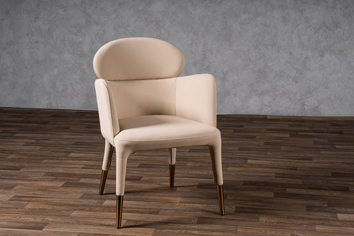Shannon - Modern Beige Vegan Leather + Rosegold Dining Chair — view 2