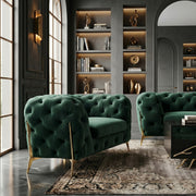 Sheila - Transitional Emerald Green Fabric Chair — view 3