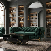 Sheila - Transitional Emerald Green Fabric Loveseat — view 3