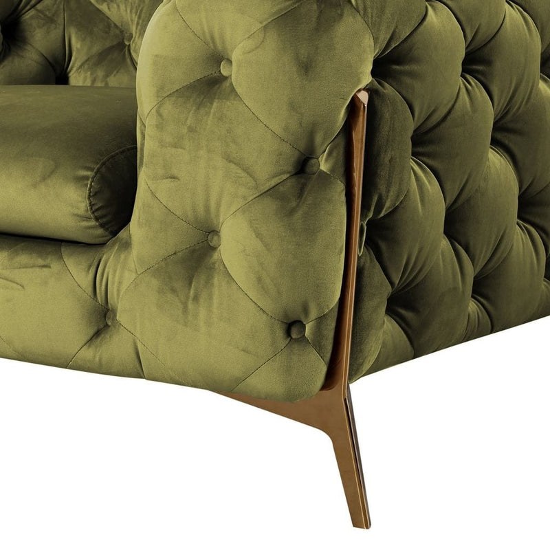Sheila - Transitional Green Fabric Chair — view 2