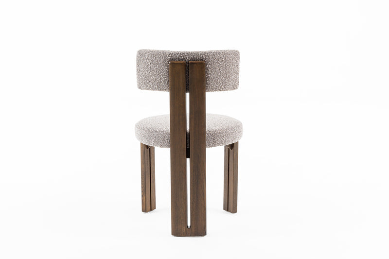 Sheridan - Mid-Century Modern Grey Fabric + Walnut Dining Chair — view 3
