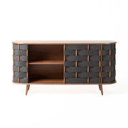 Sheridan - Mid-Century Modern Grey Fabric + Walnut Buffet — view 2