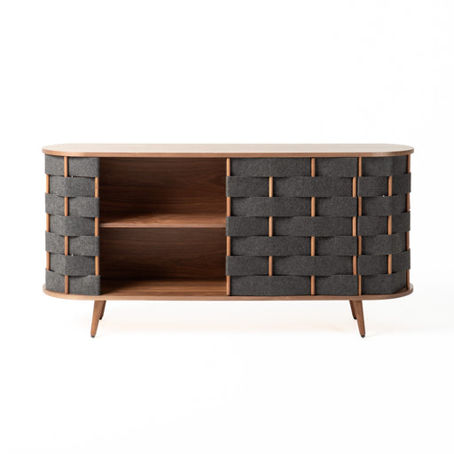 Sheridan - Mid-Century Modern Grey Fabric + Walnut Buffet — view 2