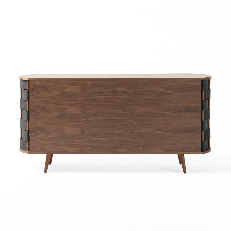 Sheridan - Mid-Century Modern Grey Fabric + Walnut Buffet — view 5