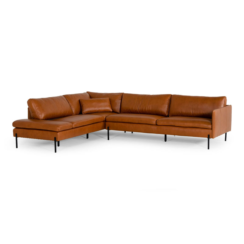 Sherry - Modern Cognac Leather Left Facing Sectional Sofa — view 5
