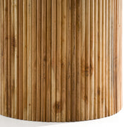 Shirley - Modern White Marble + Natural Acacia Round Dining Table — view 4