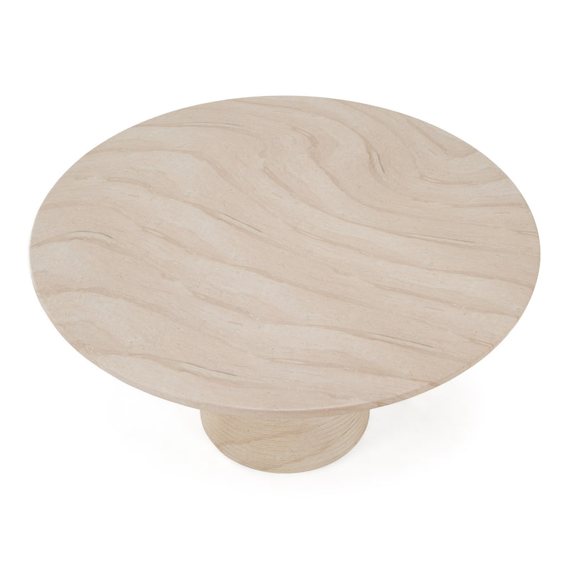 Sinai - Modern Faux Travertine Concrete Round Dining Table — view 2