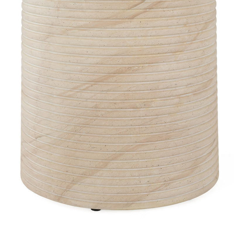 Sinai - Modern Faux Travertine Concrete Round Dining Table — view 4