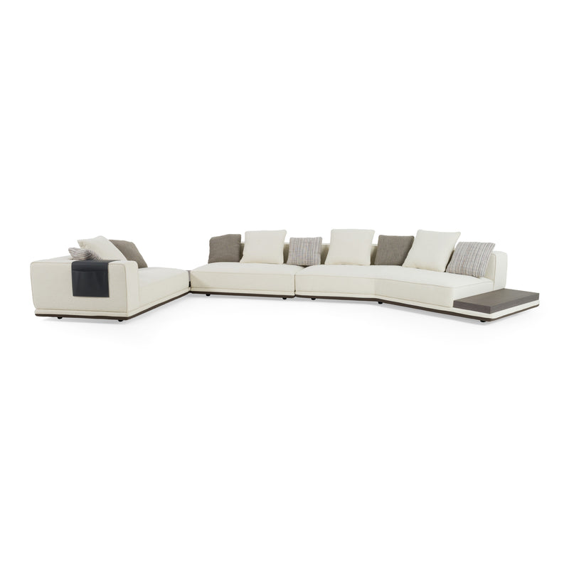 Siret - Modern Ivory Fabric Modular Sectional Sofa W/ Coffee Table — view 3