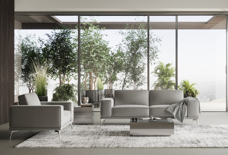Soho - Contemporary Italian Light Grey Leather Sofa — view 2