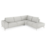 Soho - Italian Right Facing Light Grey Nirvana Leather Sectional Sofa
