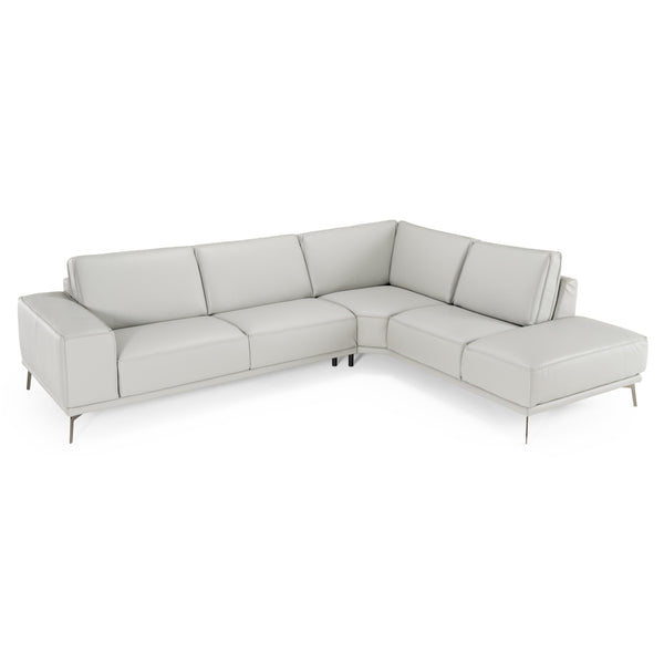Soho - Italian Right Facing Light Grey Nirvana Leather Sectional Sofa