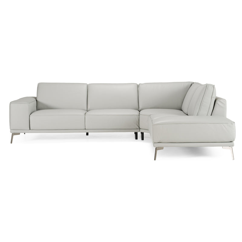 Soho - Italian Right Facing Light Grey Nirvana Leather Sectional Sofa — view 2