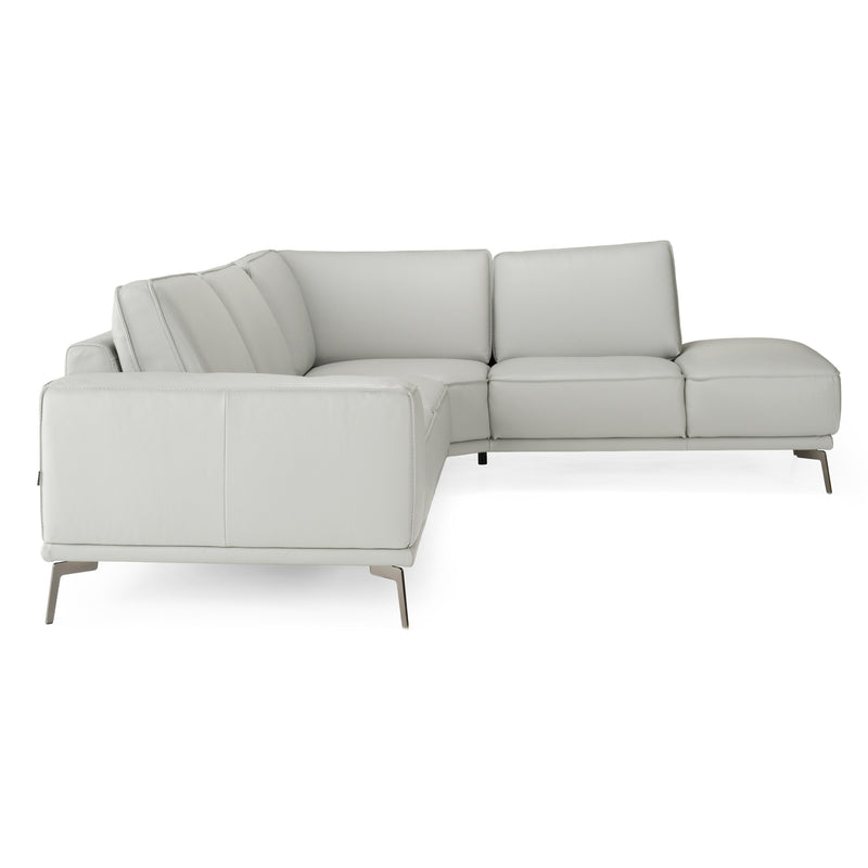 Soho - Italian Right Facing Light Grey Nirvana Leather Sectional Sofa — view 3