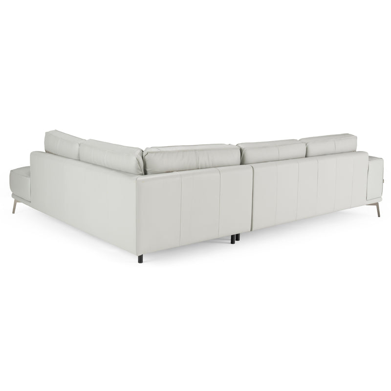 Soho - Italian Right Facing Light Grey Nirvana Leather Sectional Sofa — view 4