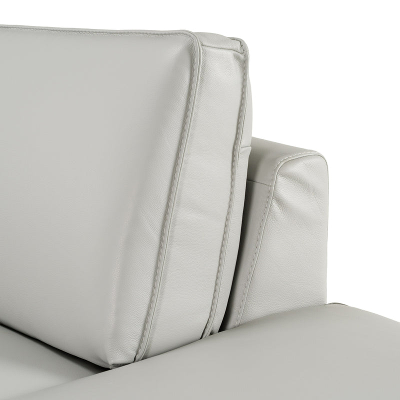 Soho - Italian Right Facing Light Grey Nirvana Leather Sectional Sofa — view 5