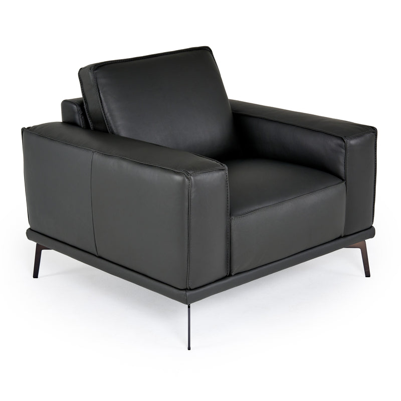 Soho - Italian Grey Leather Armchair — view 2