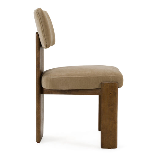 Solis - Modern Tan Fabric + Walnut Dining Chair (Set of 2) — view 2